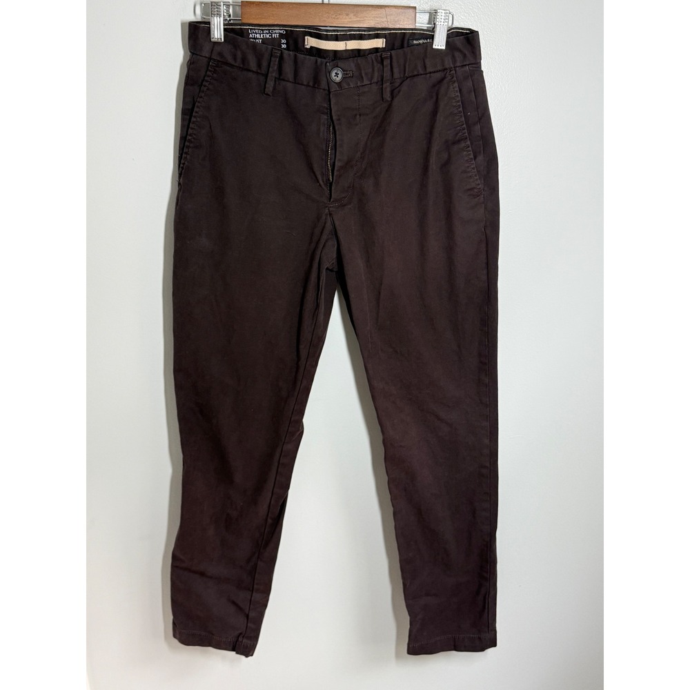 Banana Republic Lived-In Chino Athletic Fit Pants Mens 30x30 Dark Brown Trousers